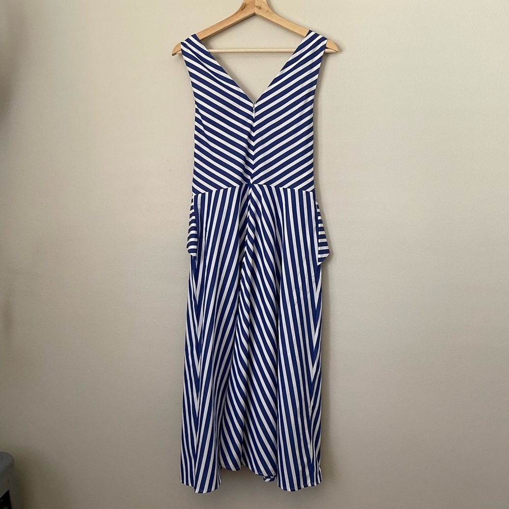 Ralph Lauren Coastal Style Blue Striped A-Line Sleeveless Midi Dress - Picture 6 of 13